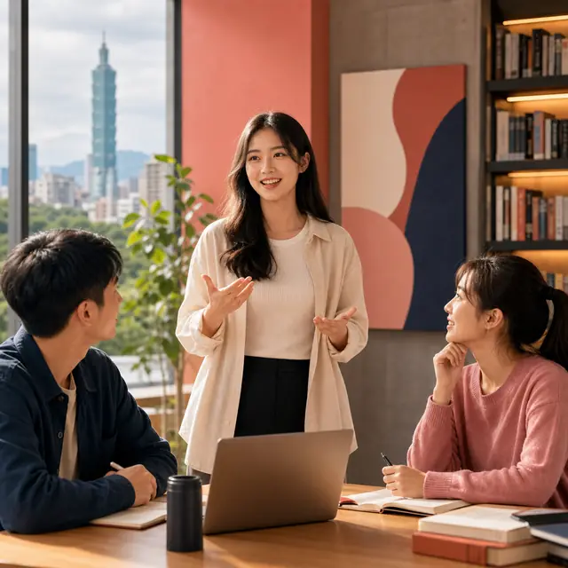 Học viên thuyết trình tiếng Trung cấp độ C1 tại Đài Loan