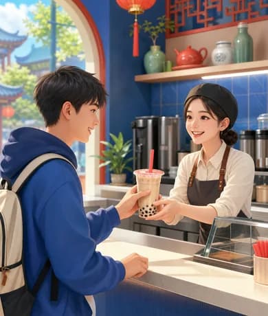 Tôi đi mua một cốc trà sữa